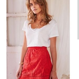 Sezane detailed red skirt. Size 36 or S.
